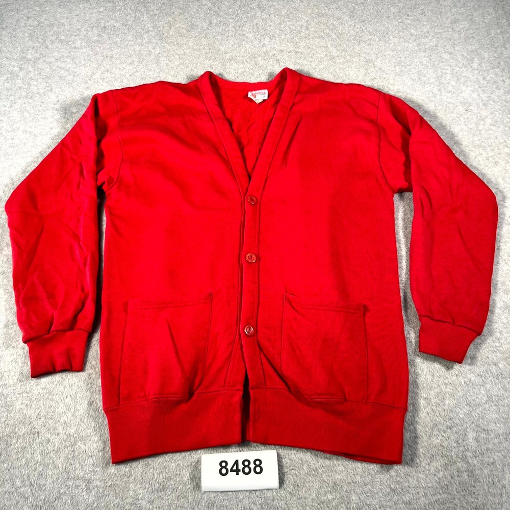 Vintage Sunbelt Sportswear Sweatshirt Womens One Size Red Cotton Button Front